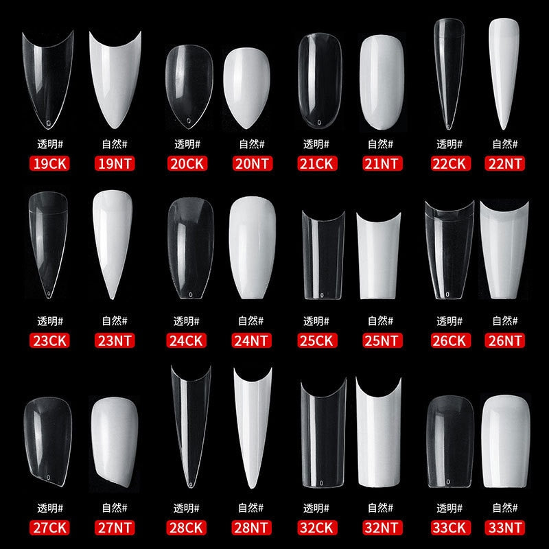 100/500PCS PRO White Clear V Straight Round End Full/Half Acrylic Ballet Coffin French False Nail Tips Fake Toenail Tip Manicure