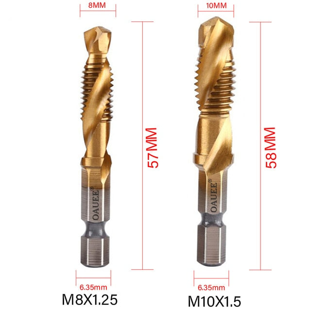 1/2/3/6Pcs Tap Drill Bit Hex Shank Titanium Plated HSS Screw Thread Bit Screw Machine Compound Tap M3 M4 M5 M6 M8 M10 Hand Tools