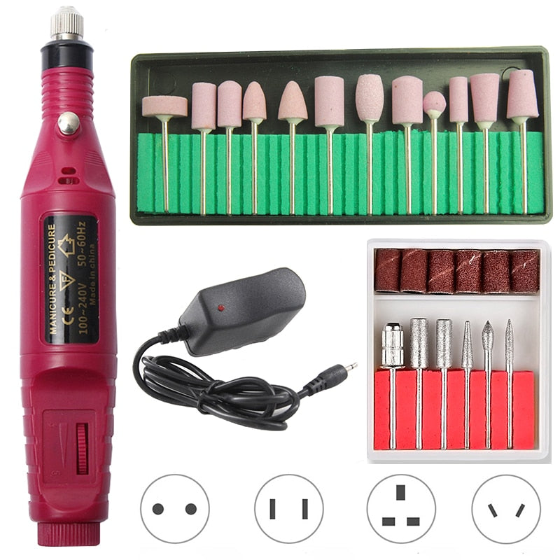 1 Set Professional Electric Nail Drill Machine Manicure Machine Pedicure Drill Set Ceramic Nail File Nail Drill Equipment Tools