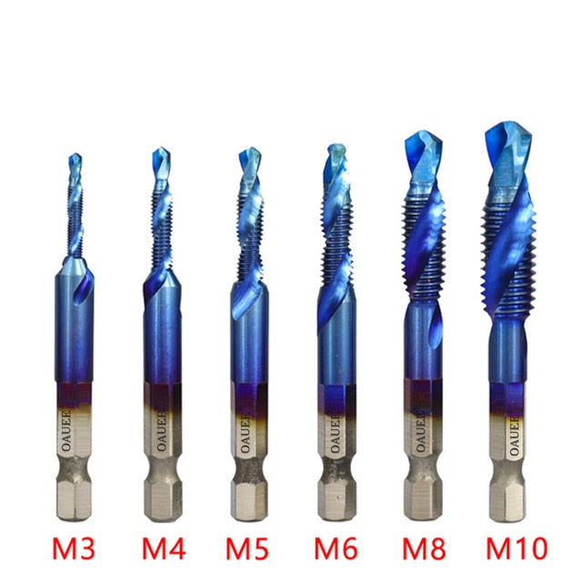 1/2/3/6Pcs Tap Drill Bit Hex Shank Titanium Plated HSS Screw Thread Bit Screw Machine Compound Tap M3 M4 M5 M6 M8 M10 Hand Tools