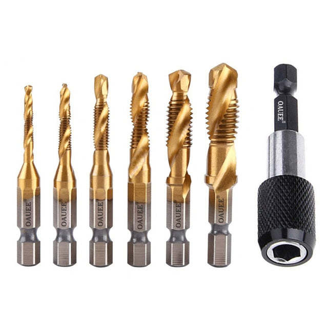 1/2/3/6Pcs Tap Drill Bit Hex Shank Titanium Plated HSS Screw Thread Bit Screw Machine Compound Tap M3 M4 M5 M6 M8 M10 Hand Tools