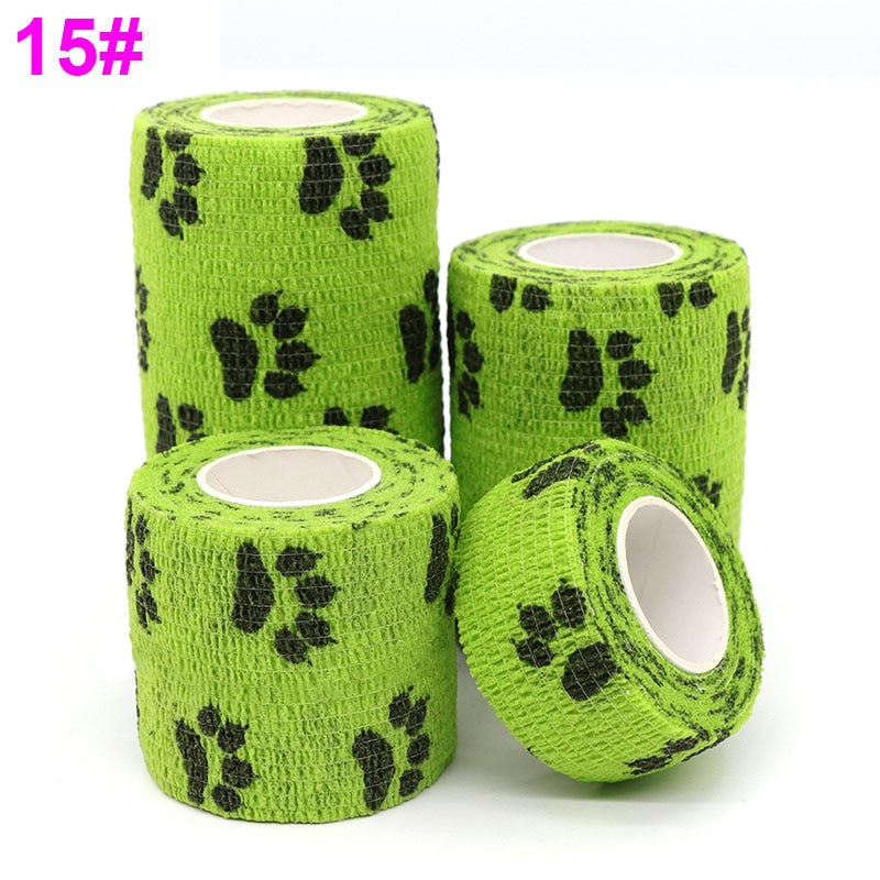 1 Pcs Printed Medical Self Adhesive Elastic Bandage 4.8m Colorful Sports Wrap Tape for Finger Joint Knee First Aid Kit Pet Tape