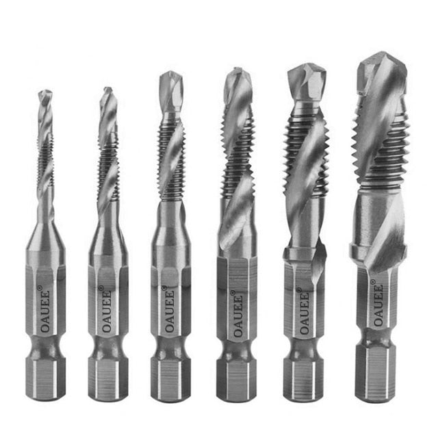 1/2/3/6Pcs Tap Drill Bit Hex Shank Titanium Plated HSS Screw Thread Bit Screw Machine Compound Tap M3 M4 M5 M6 M8 M10 Hand Tools