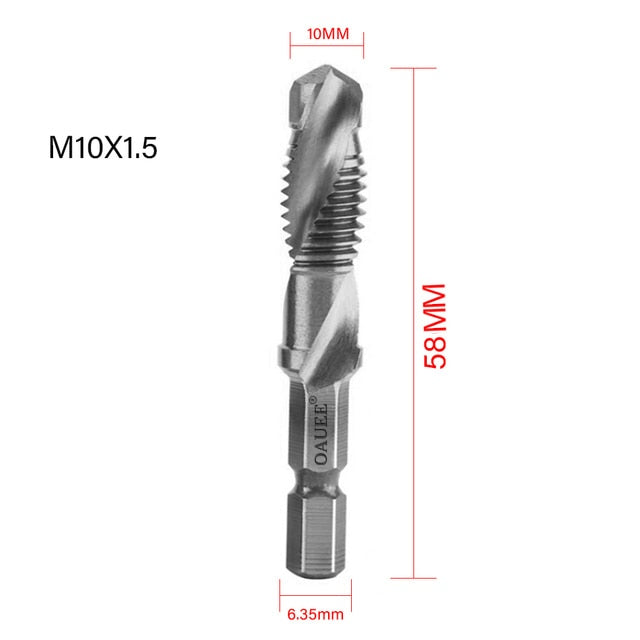 1/2/3/6Pcs Tap Drill Bit Hex Shank Titanium Plated HSS Screw Thread Bit Screw Machine Compound Tap M3 M4 M5 M6 M8 M10 Hand Tools