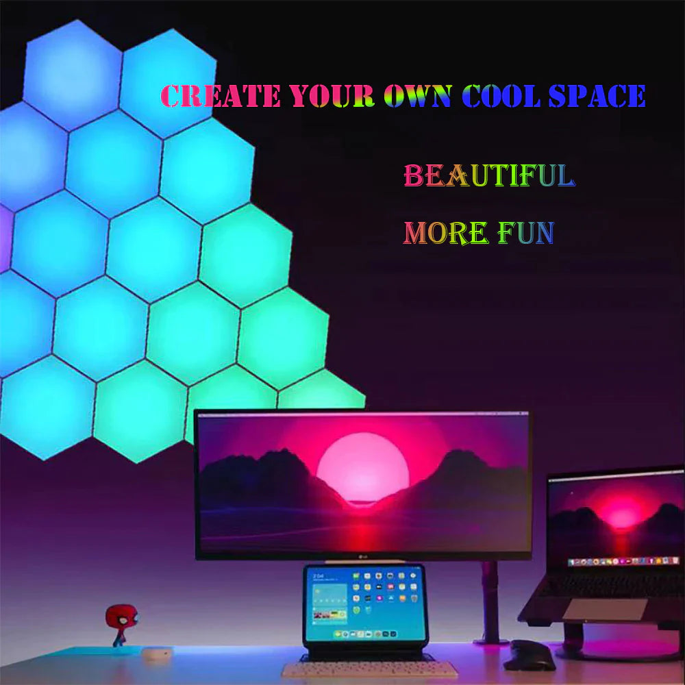 1-20 PCS 5V USB APP LED Hexagonal Night Light for Indoor Home DIY Decoration Creative RGB Decor Atmosphere Quantum Wall Lamps