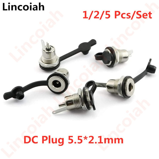 1/2/5Pcs/Set DC099 5.5 mm x 2.1mm DC Power Jack Socket Female Panel Mount Connector metal 5.5*2.1