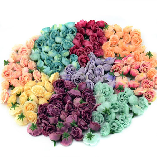 10/50/100pcs 2.5cm Mini Silk Artificial Rose Flower Heads For Wedding Party Home Decoration DIY Accessories Fake Flowers Craft