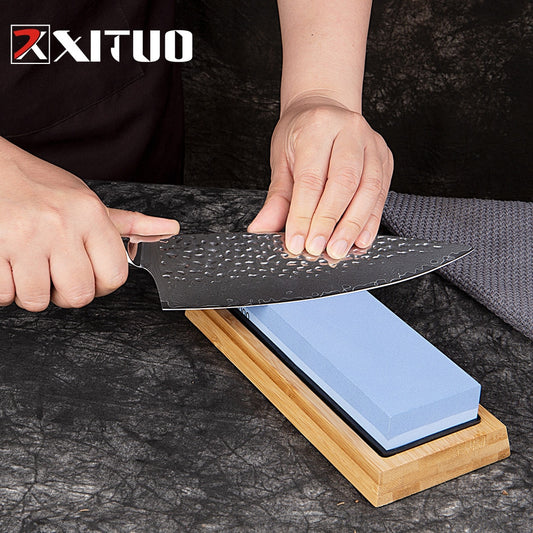 XITUO Kitchen Knife Sharpener Whetstone Quick Sharpening Stones  Water Grinding Stone 2-IN-1 2000 5000 10000 grit Accessories