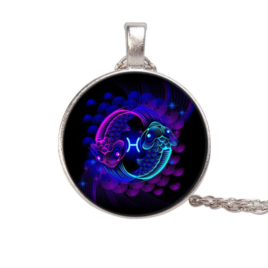 12 Constellation Women Necklace Sweater Chain Zodiac Pendant