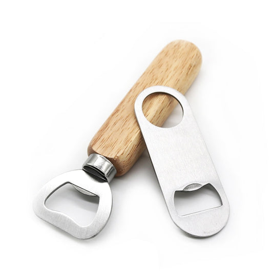 1/2PCS Durable Wood Handle Beer Bottle Opener Stainless Steel Flat Speed Bottle Cap Opener Remover Bar Blade Kitchen Tools