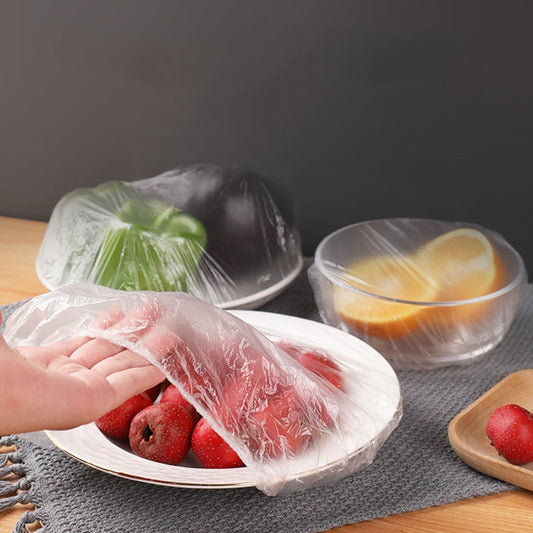 100pcs Disposable Food Cover  Plastic Wrap Elastic Food Lids For Fruit Bowls Cups  Caps Storage Kitchen Fresh Keeping  Saver Bag