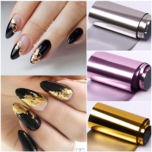 1 Roll Pink Gold Sliver Nail Foils Sparkly Sky Glitter Nail Art Transfer Stickers Slider Paper Nail Art Manicures Decoration New