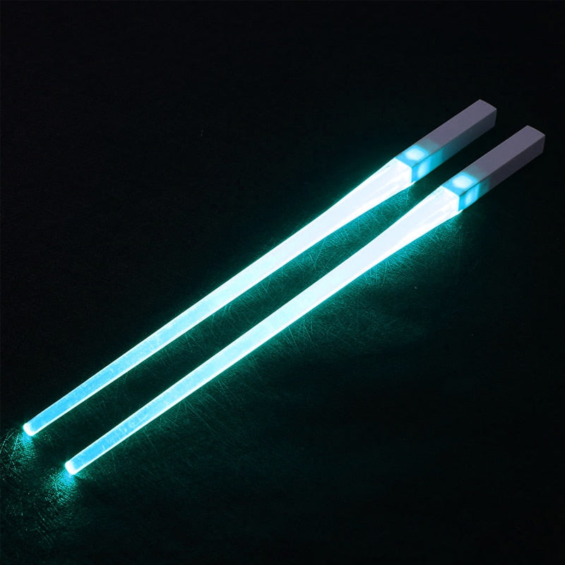 1 Pair LED Luminous Cool Chopsticks Light Up Durable Lightweight Kitchen Dinning Room Party Food Safe Tableware Multi-color Hot