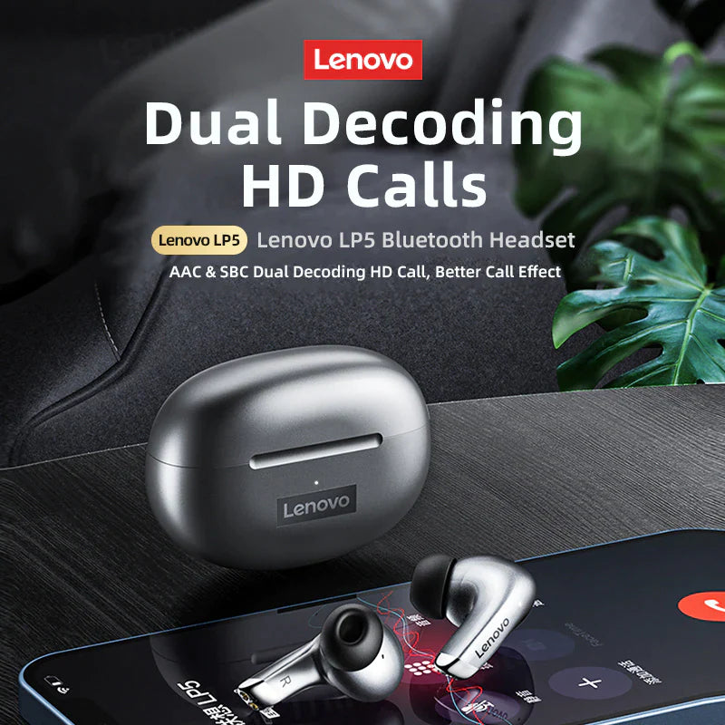 100% Original Lenovo LP5 Wireless Bluetooth Earbuds Hifi Music Earphone with Mic Headphones Sports Waterproof Headset 2022 New